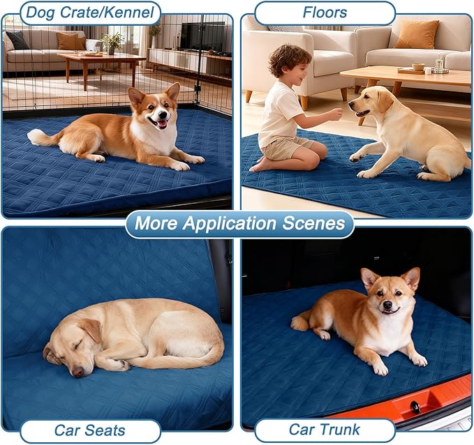 hyha Waterproof Dog Blanket, Reversible Pet Bed Blanket, Soft Sofa Couch Cover for Dogs Washable, Waterproof Pet Couch Covers for Sofa Puppy Cats Furniture Protector(40"x70", Navy Blue/Blue)