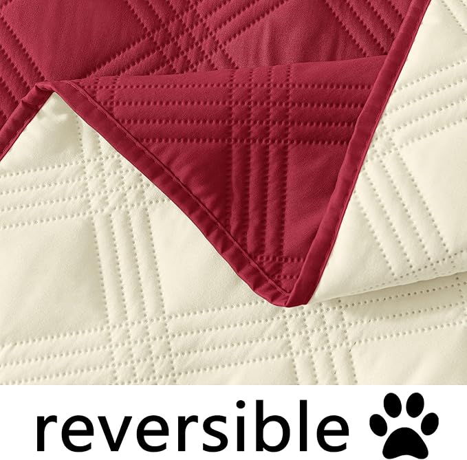 hyha Waterproof Dog Blanket, Reversible Pet Bed Blanket, Soft Sofa Couch Cover for Dogs Washable, Waterproof Pet Couch Covers for Sofa Puppy Cats Furniture Protector(30"x70", Wine Red/Beige)