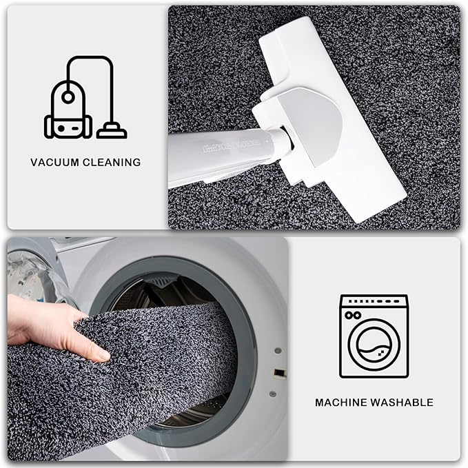 PURRUGS Dirt Trapping Door Mat 31.5" x 47", Non-Slip Machine Washable Entryway Rug, Dog Doormat, Indoor Front Door Mat, Super Absorbent Entry Rug for Muddy Shoes & Paws, Bluish Grey-Black