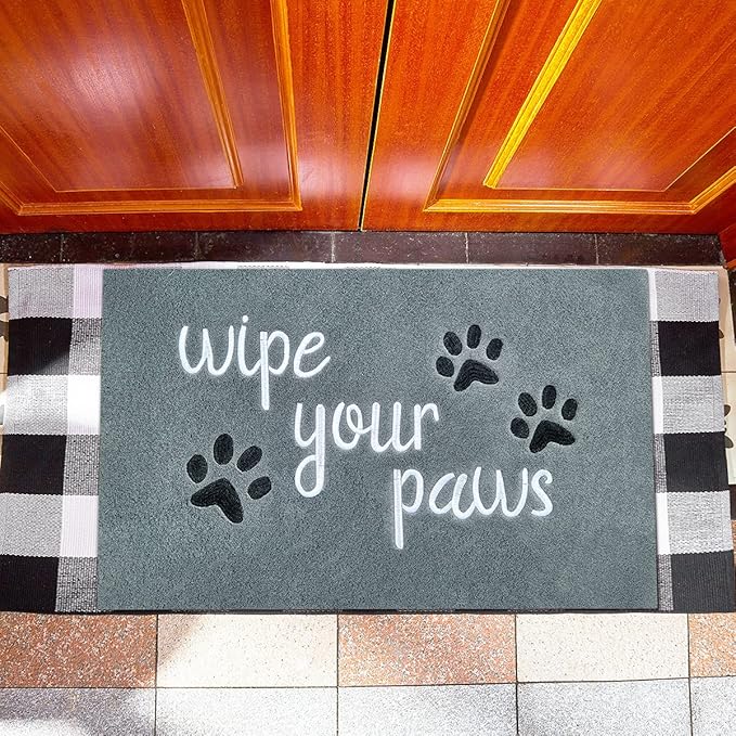 Outside Door Mats for Home Entrance Large Funny Doormat Wipe Your Paws Mats Welcome Mat for Front Door Indoor Outdoor with Non Slip Rubber Mat, 24X36
