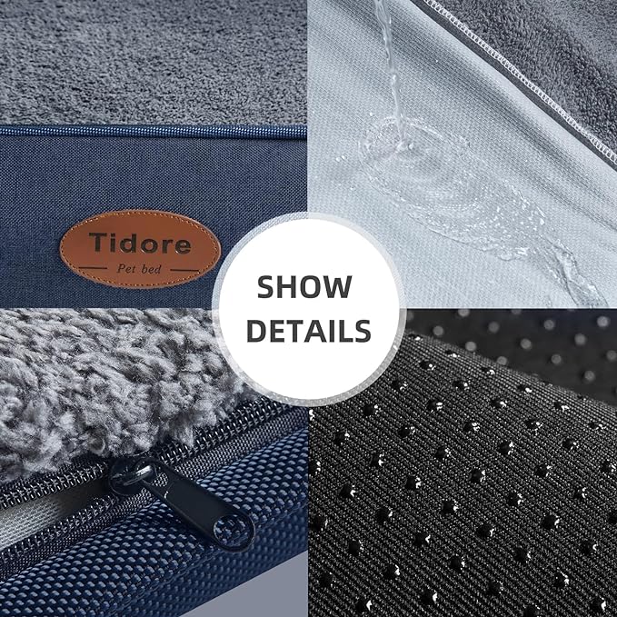 Orthopedic Dog Beds for Medium Dogs, Durable Egg Crate Foam Sofa Dog Bed wit Washable Removable Cover,Waterproof Lining,Pet Bed for Large Dogs (Dark Grey, 39.4" L x 31.5" W x 7.4" Th)