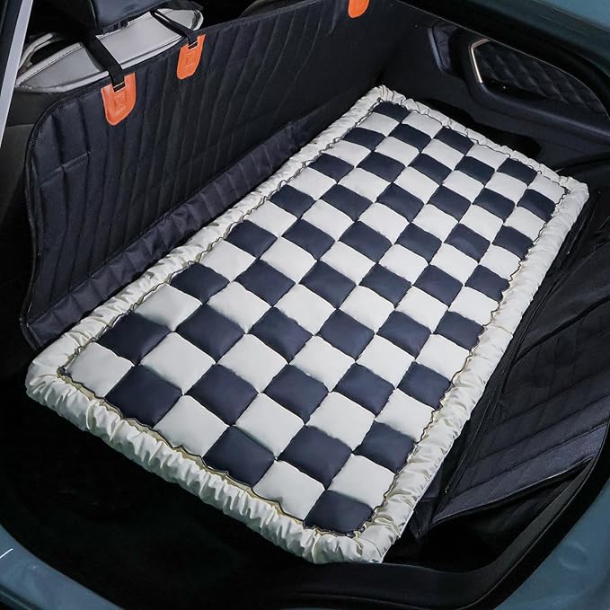 AEEISHOMEREFORM Dog Bed Mat for Car Back Seat，Waterproof Backseat Pet Bed Pad，Non-Slip Dog Car Seat Cover，Leather Pet Cushion Fit for Backseat Extenders and Trucks SUV (Dark Gray, 24.8x54 inch)