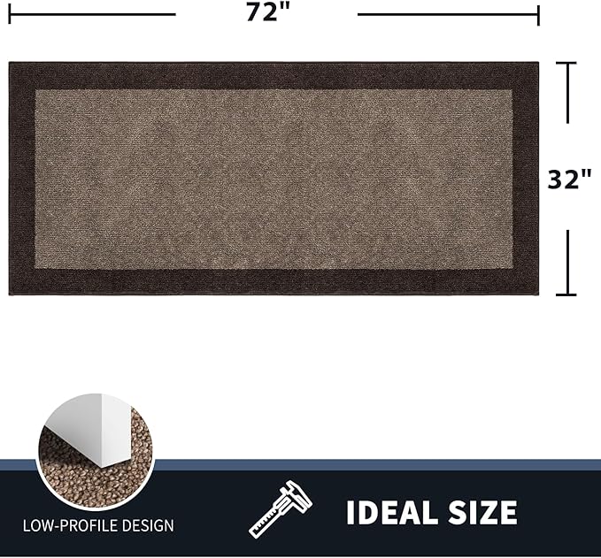 PURRUGS Dirt Trapping Door Mat 32" x 72", Non-Slip Machine Washable Entry Rug, Entrance Mat, Indoor Front Door Mat, Super Absorbent Entryway Rug for Muddy Shoes & Paws, Grayish Brown & Coffee