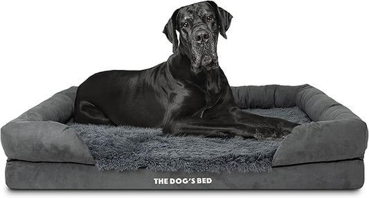 The Dog’s Bed Medium Oxford Grey, Memory Foam, Pain Relief: Arthritis, Hip & Elbow Dysplasia, Post Surgery, Lameness, Supportive, Calming, Waterproof Washable Cover