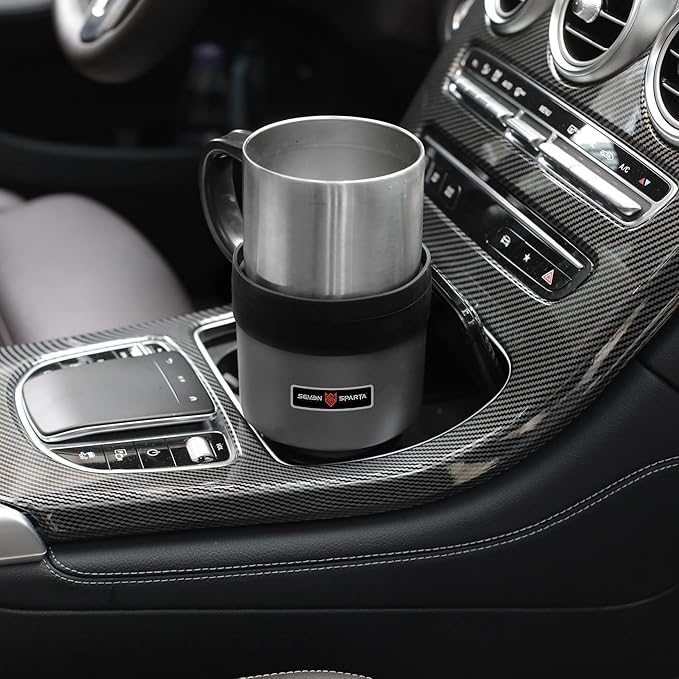 Seven Sparta Car Cup Holder Expander with Adjustable Base, Compatible with Hydro Flasks 32/40 Ounce, Compatible with Yeti Ramblers 20/26/30 Ounce, Other Bottles in 3.4"-3.8"(Silver Gray)