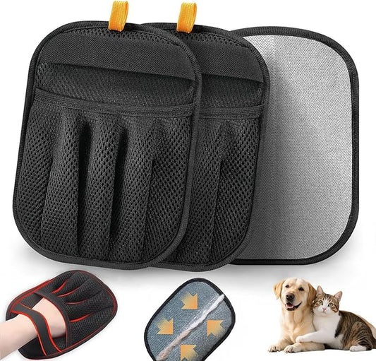 2 Pack Upgraded Pet Hair Removal Gloves, The Five-Finger Design Provides a More Convenient and Stable Grip .Reusable for Dog & Cat Hair for Couch, Furniture, Car Seat, Carpet, Clothing