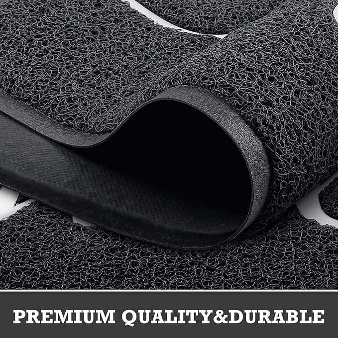 Black Door Mat Welcome Mats Outdoor Indoor Non-Slip Doormat for Entryway Low-Profile Floor Mat for Yard, Garage, High Traffic Areas (30"x17.5", Black)