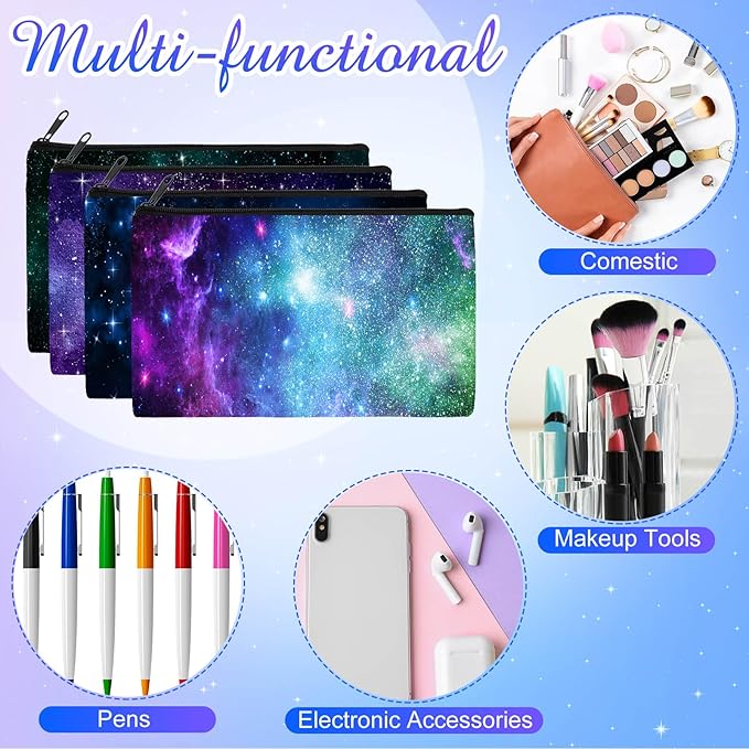 Reginary 20 Pieces Starry Sky Cosmetic Bag for Women Cute Star Roomy Makeup Bags with Zipper Starry Sky Toiletry Bag Pouch Travel Accessory Organizer Gifts, 7 x 4.3 Inches