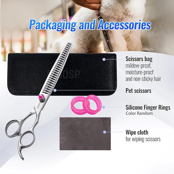 Chunkers Dog Grooming Scissors 8 in Professional Thinning Shears for Dogs Pet Grooming Scissors Chunkers Shears Dog Grooming Japan 440C 70% Thinning Rate 24 Teeth(8'',Chunkers)