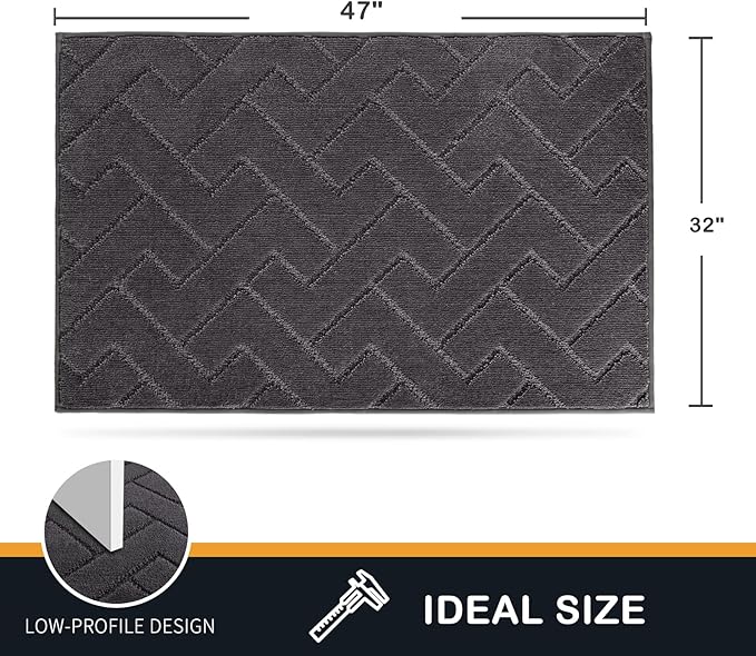 PURRUGS Dirt Trapping Door Mat 32" x 47", Non-Slip Machine Washable Entry Rug, Dog Doormat, Indoor Front Door Mat, Super Absorbent Entryway Rug for Muddy Shoes & Paws, Charcoal