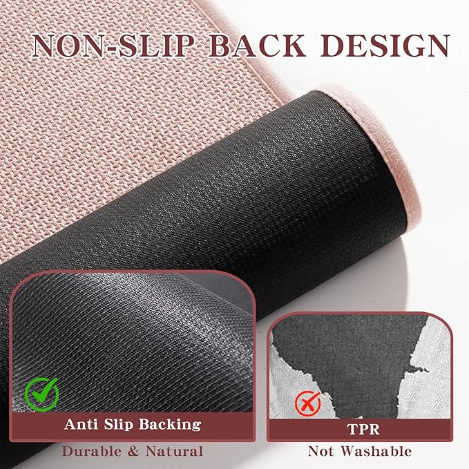 chakme Bathroom Rugs Mat 59x25, Ultra Thin Non Slip Bath Mat Large Quick Dry Absorbent Bath Mat for Bathroom Floor, (Pink, 59"x25")