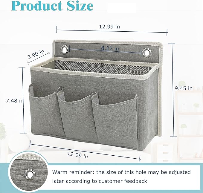 2-Pack Wall Hanging Organizer Bag/Hanging Baskets with Large Mesh Compartment & 3 Pockets，Over the Door Organizer Space Saving Storage for Bedroom,RV Camper, Closet (Gray -2 Pack)