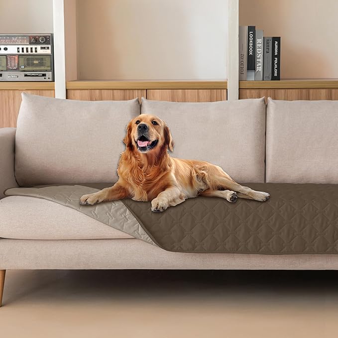 gogobunny 100% Double Sided Waterproof Dog Blanket Soft Pet Bed Cover Reversible Protect Furniture Couch Sofa Car for Puppy Cat Kids (Dark Walnut/Light Walnut, 30x90 Inch (Pack of 1))
