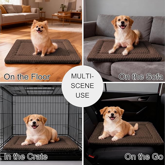 Dog Bed Mat - Dog Crate Pad - Reversible Mat for Pet Comfort - Soft Bed Crate Pads for All Seasons - Durable, Machine Washable Mat for Crates, Travel, and Home (Dark Brown, 24" L*18" W*1.5" Th)
