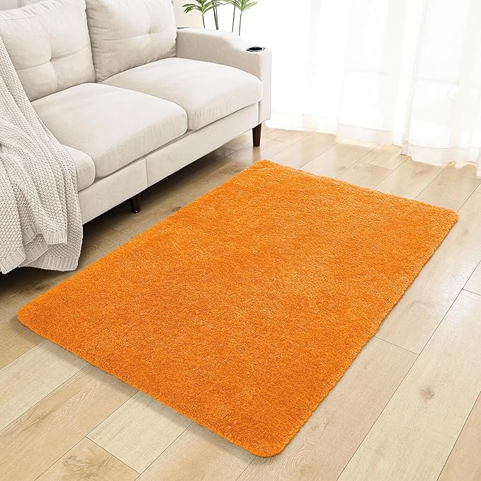 Orange Bathroom Rugs 40"x60" – Oversized Plush Non-Slip Microfiber Bath Mat, Absorbent & Washable – Ideal for Large Bathrooms or Living Rooms
