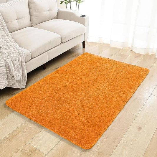 Orange Bathroom Rugs 40"x60" – Oversized Plush Non-Slip Microfiber Bath Mat, Absorbent & Washable – Ideal for Large Bathrooms or Living Rooms