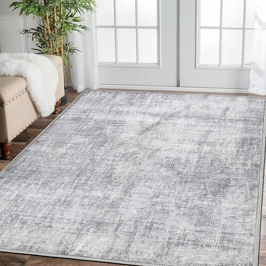 COMSLE Door Mat, Front Door Mat Indoor for Entrance Faux Wool Absorbent Non Slip Modern Throw Rug for Entryway Bedroom Muddy Paws - Pet Friendly, 47x71 Inches,Grey Machine Washable