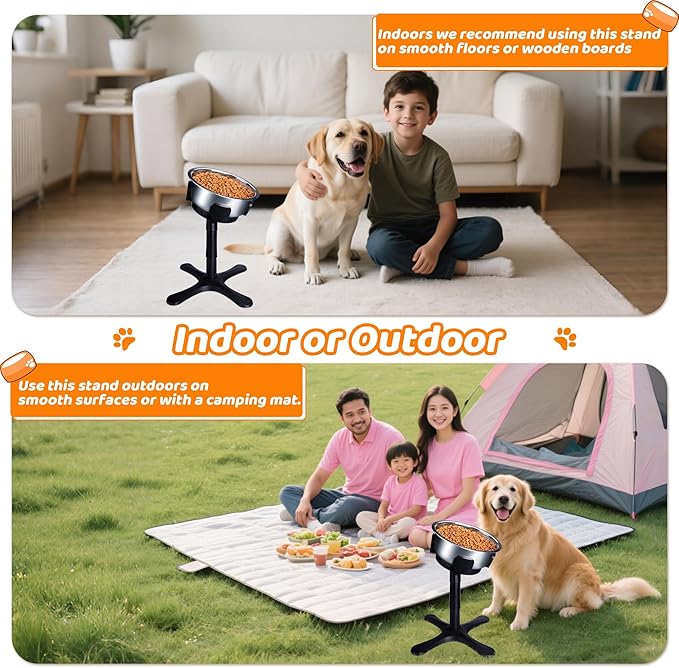 Elevated Adjustable Dog Bowl Feeding Stand, 3 Heights and Tiled Ajudst, Compatible with Moost Feeding Bowls, Great for Medium Large Dogs(No Bowl Included)(2 Pack)