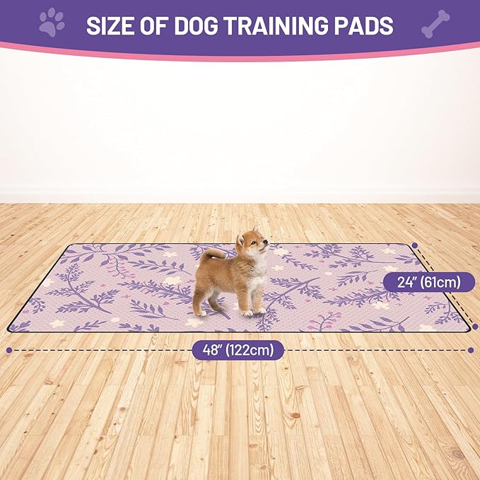 Washable Dog Pee Pads - Absorbent Reusable Puppy Training Pads, Waterproof Leak - Proof & Non - Slip for Crate Whelping Potty Training 24x48 (Pack of 2)