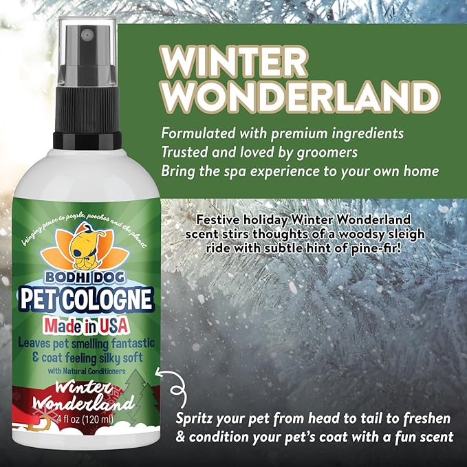 Bodhi Dog Premium Dog Cologne - Deodorizing Dog Perfume & Conditioner for Dogs & Cats - Natural Long Lasting Spray for Pets - Gentle & Safe Formula, Made in USA (Winter Wonderland 4 Fl Oz)