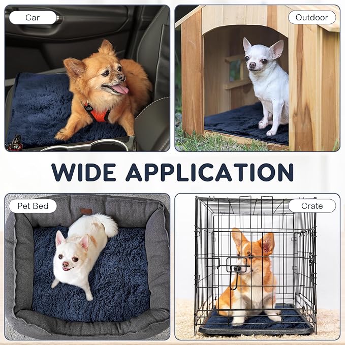 4 Pack Self Warming Cat Pad Self Heating Cat Mat Thick Faux Fur Plush Pet Bed Thermal Washable Dog Mat Anti Slip Bottom for Outdoor Indoor Pets(Navy,16" X 20")