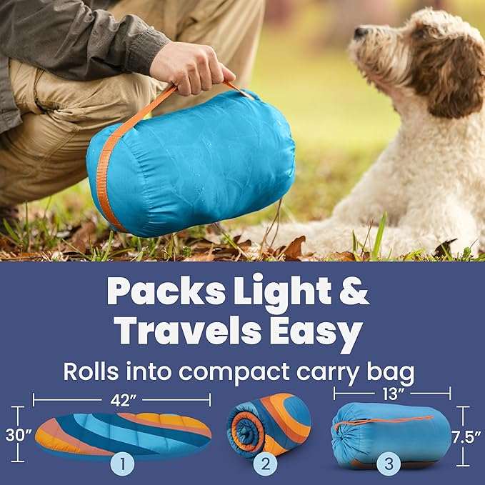 Travel Dog Bed (42" x 30")- Foldable & Packable for Travel, Road Trip, Camping– Lightweight, Water Resistant & Cozy with Soft Padding– Compact, Portable & Machine Washable– Large & Small Breeds: Teal