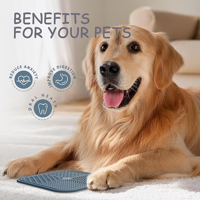2 Pack Lick Mat for Dogs,Cats,Upgraded 8.5×8.5 inches Licking Mats with Suction Cups,Slow Feeder Licking Pad for Anxiety Relief and Boredom Reducer,Suitable for Dog Training Set 9