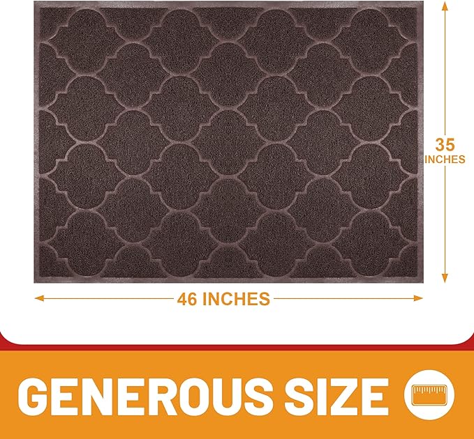 Cosyearn Door Mat, Front Door Mat, 46x35, Welcome Mats for Entryway,Garage,High Traffic Areas, Jumbo Size, Doormat Entrance, Waterproof Mat, Easy Clean, Outdoor Indoor Floor Mat,Non Slip (Brown)