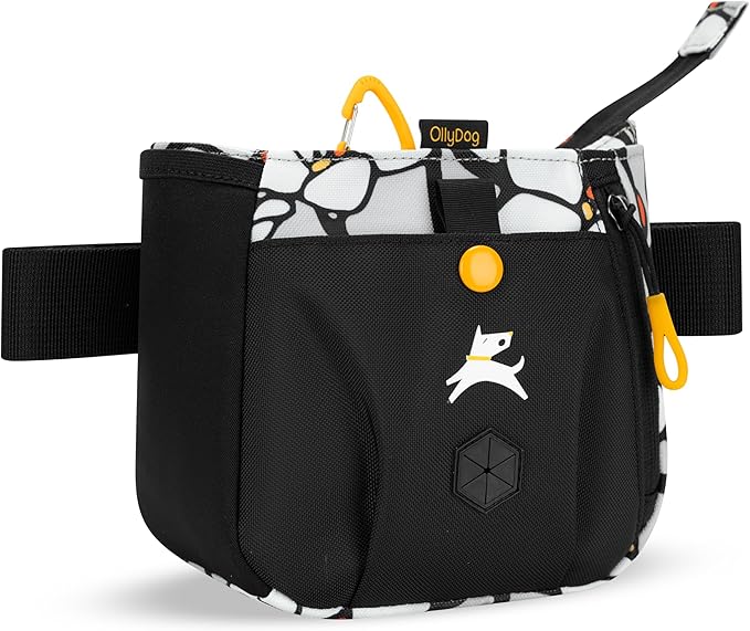 OllyDog Backcountry Day Bag | Hands-Free Dog Training Treat Pouch | Fanny/Hip Pack with Zipper Closure & Built-in Poop Bag Dispenser | Removable Waist Clip (Magnolia)