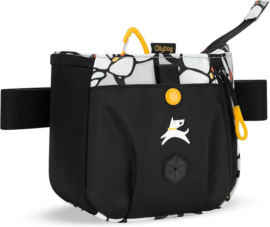 OllyDog Backcountry Day Bag | Hands-Free Dog Training Treat Pouch | Fanny/Hip Pack with Zipper Closure & Built-in Poop Bag Dispenser | Removable Waist Clip (Magnolia)