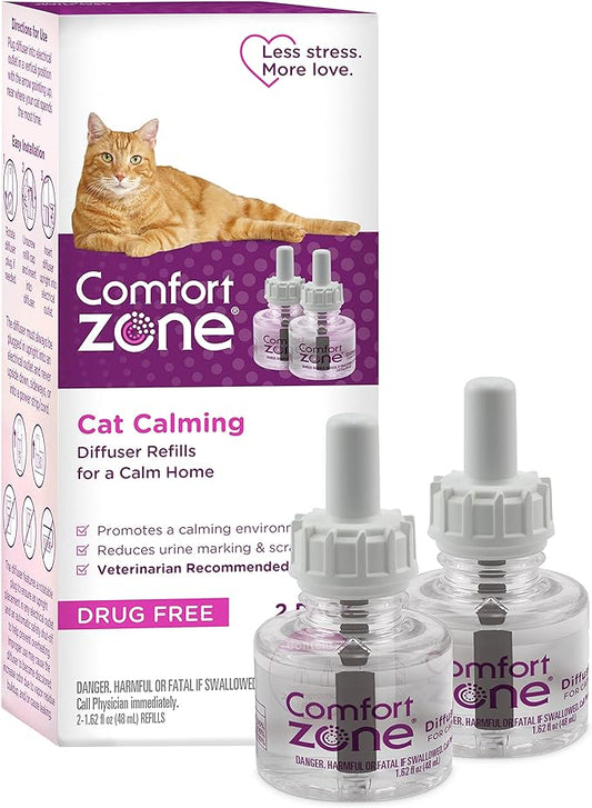 Comfort Zone 2 Pack Cat Calming Diffuser Refills; 30-day Refills; Pheromones Help Cat Anxiety