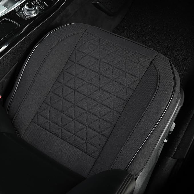 West Llama Linen Front Car Seat Cover Protector Anti-Slip Bottom Seat Cover Fits 95% of Vehicles,Wrapping Around The Bottom,Triangular Pattern(Black-1Pcs)