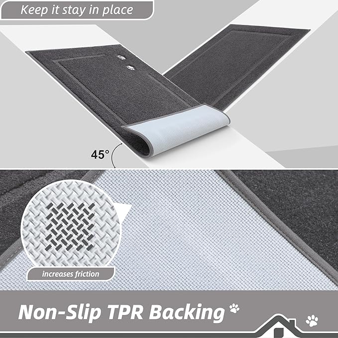 BEQHAUSE Dog Door Mat for Muddy Paws 32"x48" Dirt Trapper Absorbent Doormat Non Slip Entryway Rugs Washable Stain Resistant Welcome Floor Mat Soft Low-Profile for Front Back Door, Dark Grey
