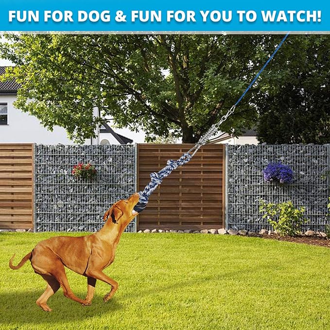 TT TRSMIMA Spring Pole Rope Toys: Rope Pull & Tug of War with a Big Spring Pole Kit & 2 Strong 16ft Toys - Muscle Builder Interactive Toy for Pitbull Medium to Large Dog