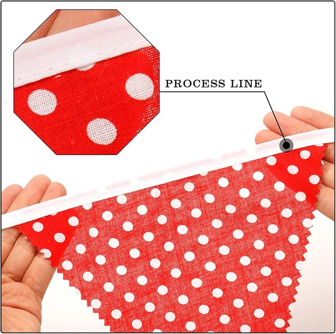 G2PLUS 39Ft Triangle Bunting Banner, 42pcs Cotton Pennant Banner, Reusable Red White Blue Fabric Triangle Flags Party Decoration for Birthday, Wedding, Baby Shower, Room Decor