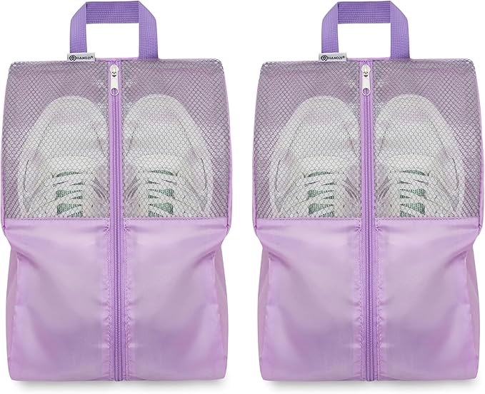 Shoe Bags For Travel, Used As For Storage or Shoe Travel Bag, Space Saving When Travelling With This Travel Shoe Bags For Packing, Sneaker Bag. (Light Purple, 2 Pack, Large)