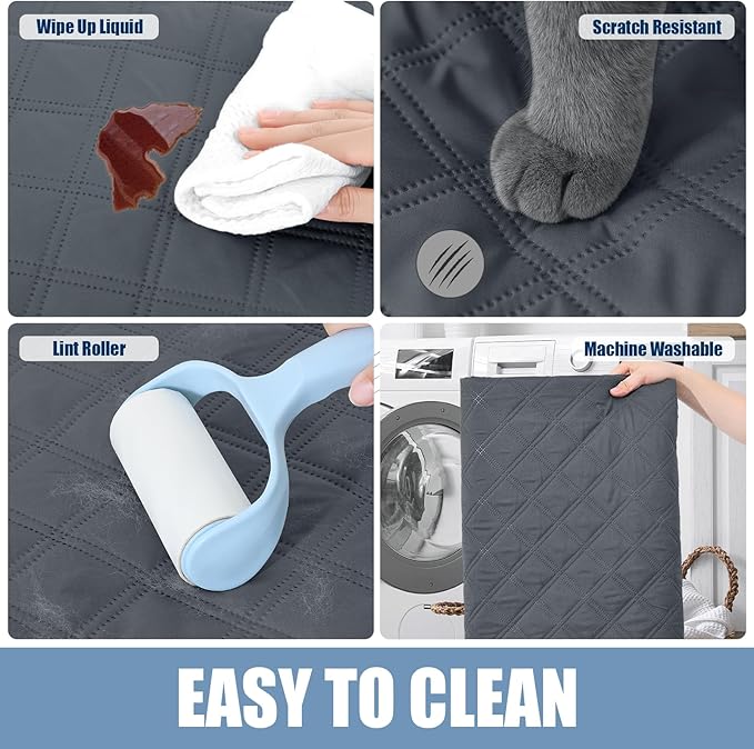 Smiry Waterproof Dog Bed Cover Pet Blanket, Soft Washable Dog Blanket for Furniture Bed Couch Sofa Reversible, Checkered (30"x70", Dark Grey/Beige)