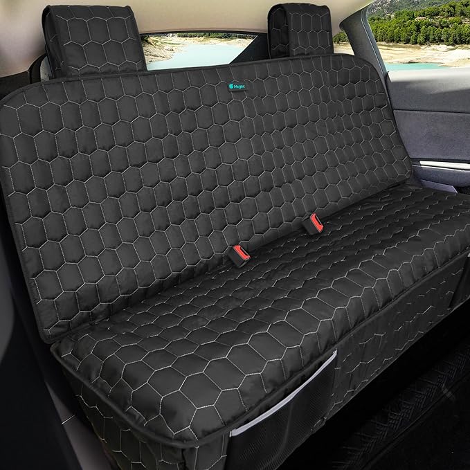Dog Seat Covers for Tesla Model Y Back Seat Cover for Kids, Heavy Duty Bench Seat Cover with Headrest for Model Y, Non Slip Waterproof Durable Custom Fit Back Seat Covers for 2020-2025 Model y
