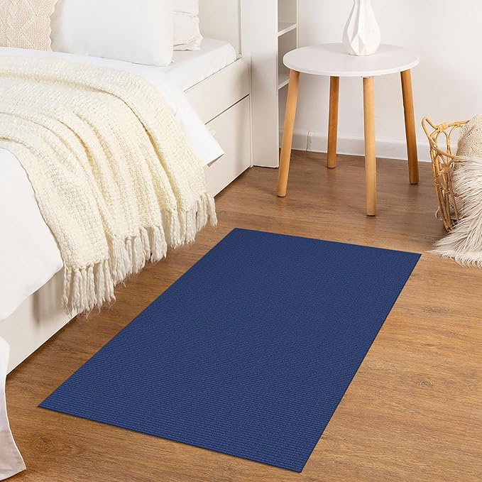 KOZYFLY Washable Area Rug 2x3 Ft Small Entryway Rug Indoor Door Mat Throw Rugs with Rubber Backing, Braided Cotton Floor Carpet for Front Entrance Bathroom Kitchen Foyer, Royal Blue