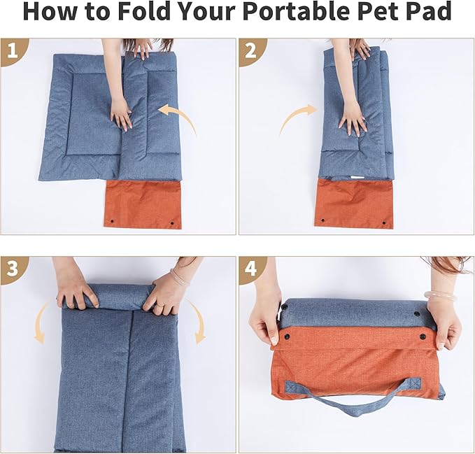 Outdoor Foldable Dog Mat Durable Teflon-Coated Oxford Material Waterproof Thin Dog pad Travel-Friendly Machine Washable Design for Camping/Car (Yellow, Medium (39.4 * 28.3 * 1.57 in))
