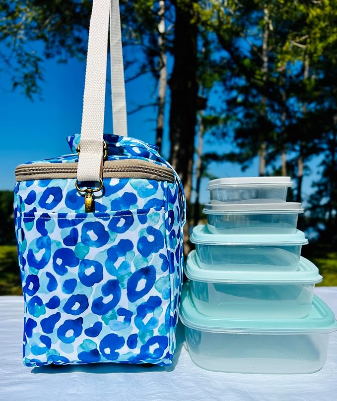 Kwang Min Insulated Insulated Cooler Bag,Reusable Large Lunch Bag for Women, Great for Outdoors,Camping,Party,Premium Quality,Adjustable Strap,Foldable
