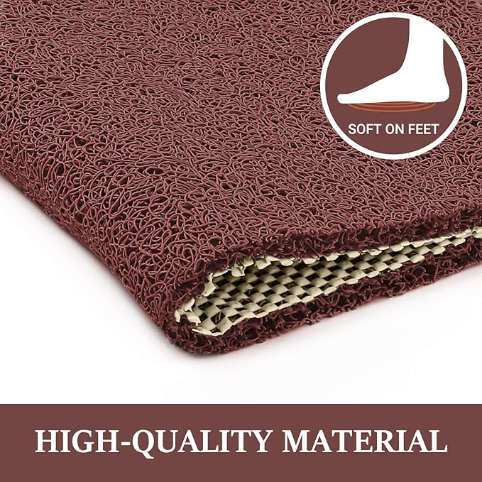 LuxStep Shower Mat Bathtub Mat,24x24 inch, Non-Slip Bath Mat with Drain, Quick Drying PVC Loofah Bathmat for Tub,Shower,Bathroom,Reddish Brown