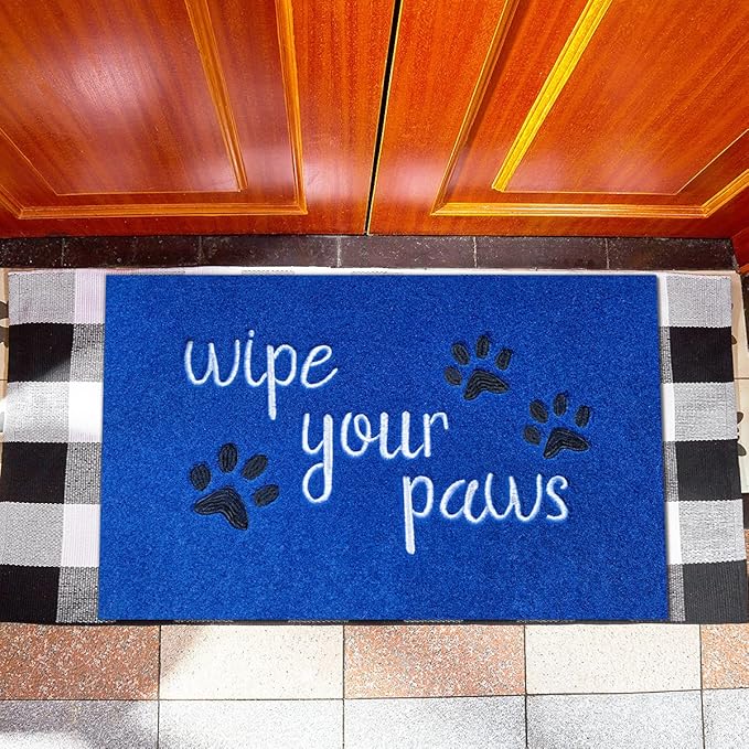 Large Welcome Mat for Front Door Wipe Your Paws Doormat Rubber Non Slip Backing Funny Doormat Indoor Outdoor Mats Funny Text Doormat for Entryway Front Door Porch 24X36