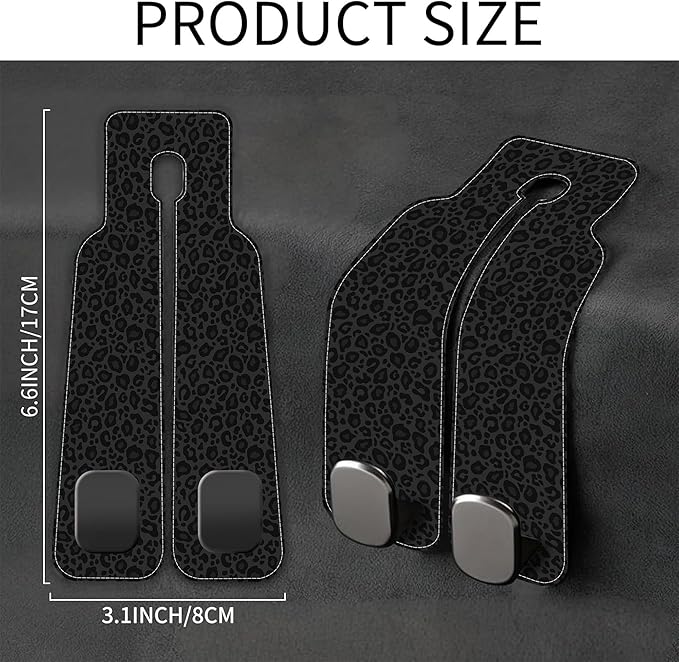 AEWNUNK Abstract Black Leopard Animal Colorful Paw Prints 1 Pack Bag Purse Holder for Car Premium Leather Double Metal Hook for Handbags, Grocery Bags and Phones