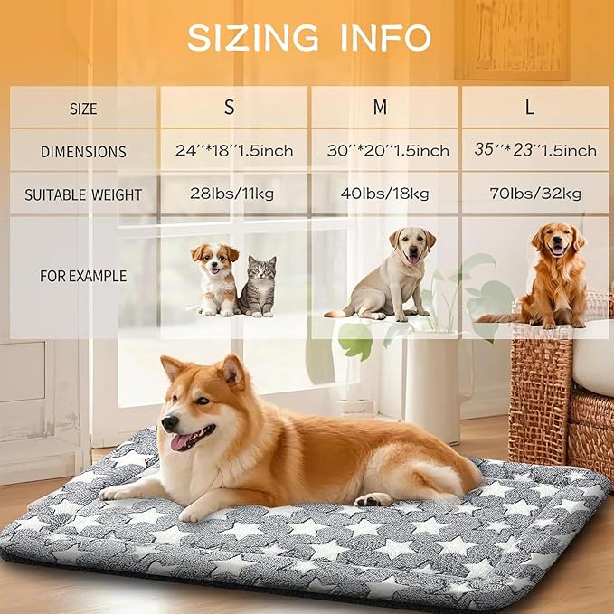 Dog Bed Mat - Reversible Dog Crate Bed Mats, Soft & Breathable Kennel Pad, Durable Crate Bed for Small Medium Large Dogs & Cats