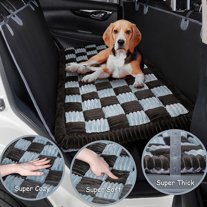 Dog Bed Mat for Trucks, Non-Slip Car Dog Bed for Pickup Back Seat Extenders, Soft Furry Travel Pet Blanket, Washable and Custom Fit for Truck Backseat Extenders and Hammock Seat Covers (58"×29" Gray)
