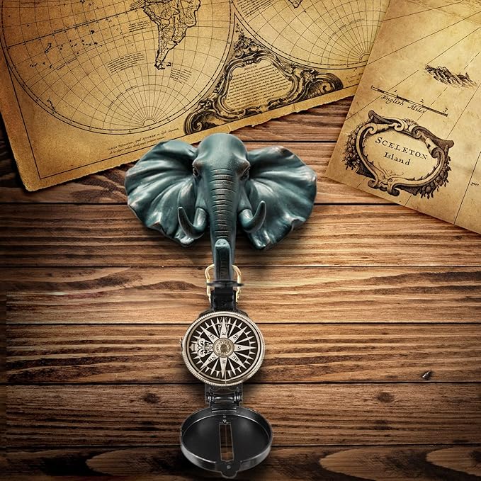 Elephant Head Single Wall Hook/Hanger Animal Shaped Coat Hat Hook Heavy Duty, Rustic Decorative Gift, Rustic Bronze Color