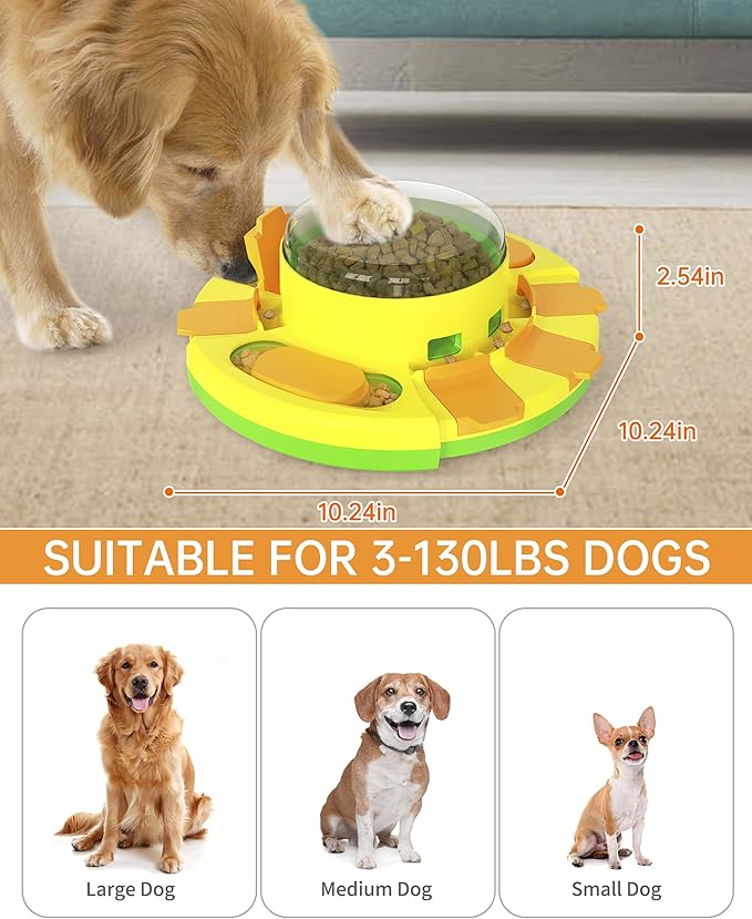 DollSheriffgoo Dog Puzzle Toy Mental Stimulation - Level 2 in 1 Dogs Food Puzzles Toys, Dog Treat Puzzle Feeder (Intermediate-Green Push)
