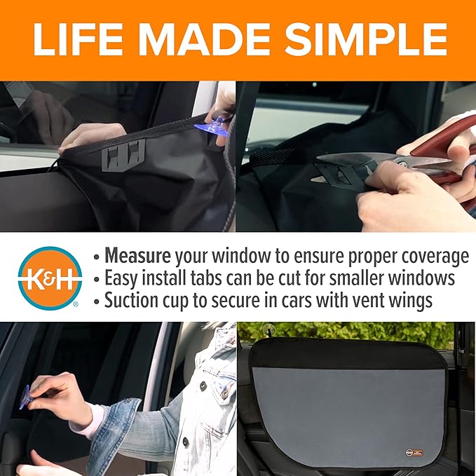 K&H Pet Products Car Door Protector for Dogs, 2 Pack Waterproof Interior Pet Car Door Protector from Dog Scratching, Stay Put Cover Design, Fits Most Vehicles, Washable - 27 x 19in Gray