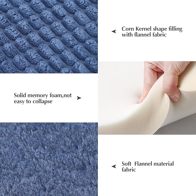 BVAGSS Reversible Dog Crate Pad, Memory Foam Pet Bed Mat, Soft Warm Machine Washable Sleeping Kennel Mattress for Small Medium Dogs XH079 (24''x18''x1.6'',Navy)
